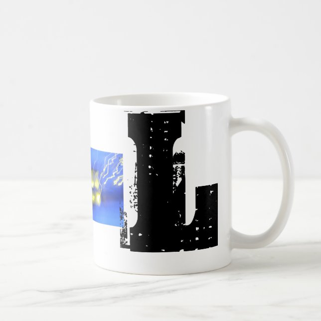 L Typographic Monogram Cool Grunge Mug (Right)