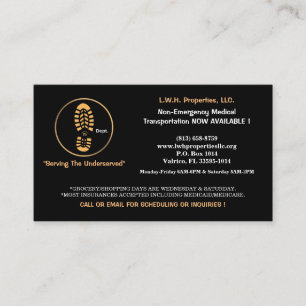 L.W.H. Properties, LLC calling business card