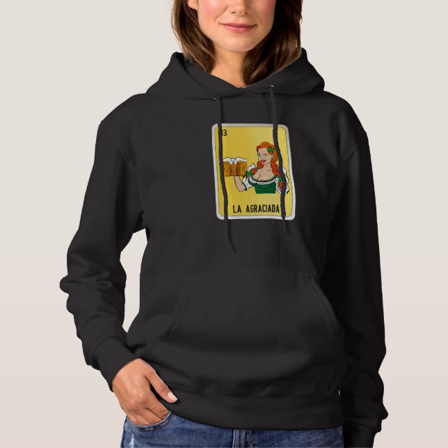 La Agraciada Mexican Slang Lottery Bingo Cards   Hoodie (Front)
