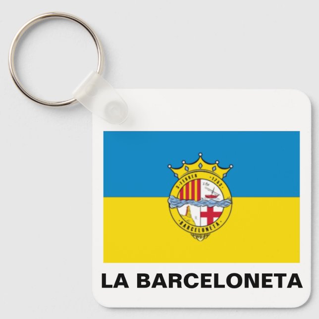 La Barceloneta (flag, neighbourhood in Barcelona Key Ring (Front)