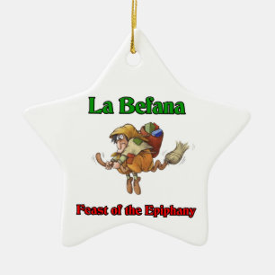 La Befana (Christmas Witch) Feast of the Epiphany. Ceramic Tree Decoration