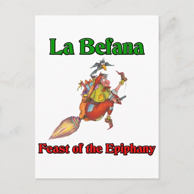 La Befana (Christmas Witch) Feast of the Epiphany Holiday Postcard (Front)