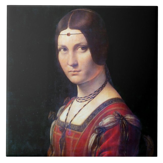 La Belle Ferronniere, Leonardo da Vinci Ceramic Tile (Front)