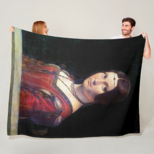 La Belle Ferronniere, Leonardo da Vinci Fleece Blanket