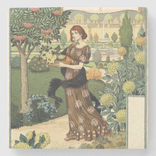 La Belle Jardiniere – Septembre - Eugene Grasset Stone Coaster