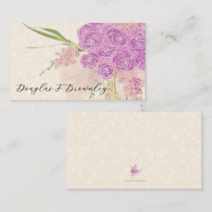 La Boca Golden rose Blush Bow and Bouquet  Place Card