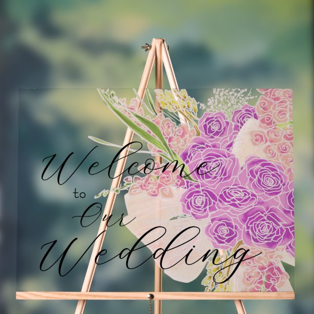 La Boca Golden rose Sheer bow Bouquet Acrylic Sign (Neutral)