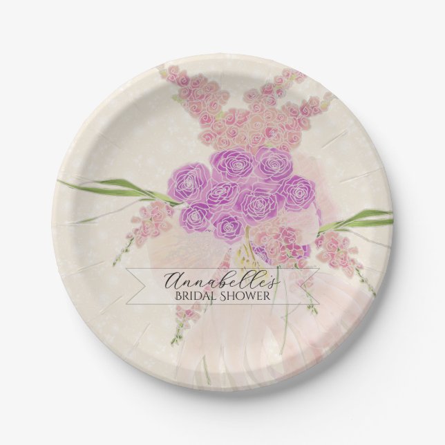 La Boca Golden Sheer Bow Bouquet  Paper Plate (Front)