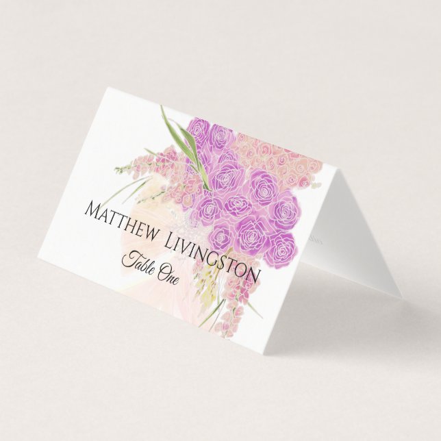 La Boca Rosa blush bow Bouquet Table Number Place (Front)