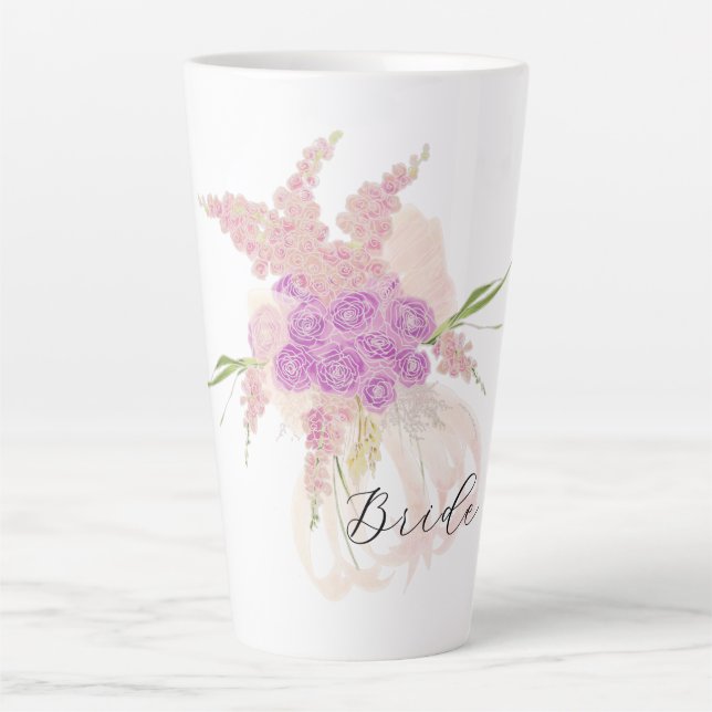 La Boca Rosa Brides Blush bow Bouquet  Latte Mug (Front)