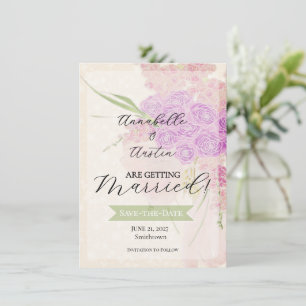 La Boca Rosa Gold sheer bow Bouquet  Save-the-Date Invitation