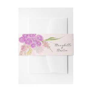 La Boca Vendretti Pink Bow and Bouquet on Pink Invitation Belly Band