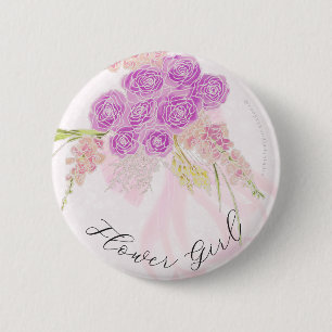 La Boca Vendretti Pink bow Bouquet flower girl  6 Cm Round Badge