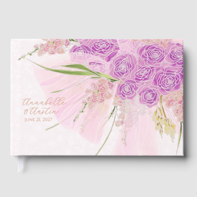 La Boca Vendretti Pink bow Bouquet Guest Book (Front)