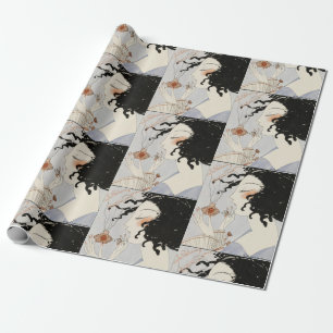 LA BOHEME,LADY WITH PERFUME BOTTLE ART DECO BEAUTY WRAPPING PAPER
