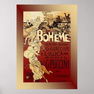 La Boheme ~ Puccini Opera 1896 Poster w/Background