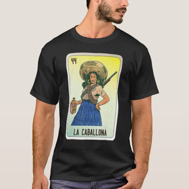 La Caballona Mexican Slang Lottery Bingo Cards T-Shirt (Front)