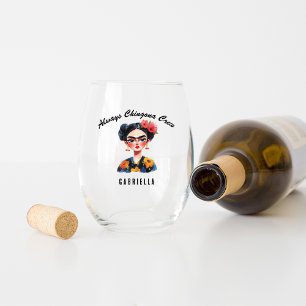 La Cabrona Jefa + Chingona Crew   Bachelorette Stemless Wine Glass