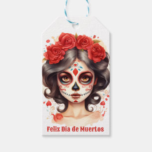 La Calavera Catarina💀 en Flores Rojas 🌹 Gift Tags