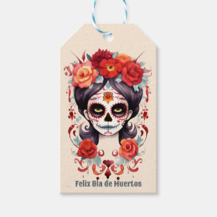 La Calavera Catarina en Flores Rojas 🌹 Gift Tags