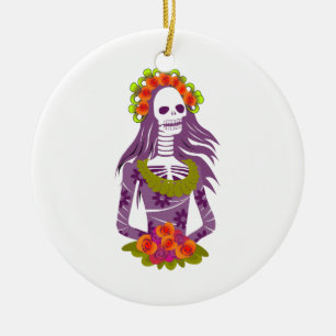 La Calavera Catrina/Dapper Skeleton/'Elegant Skull Ceramic Ornament