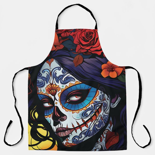 La Calavera Catrina Halloween Day of The Dead Apron (Front)