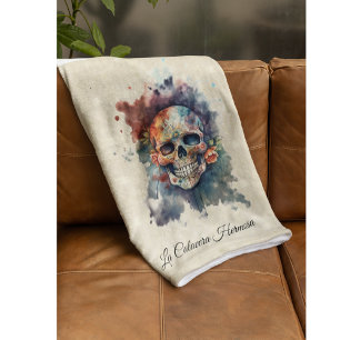 La Calavera Hermosa, custom Fleece Blanket