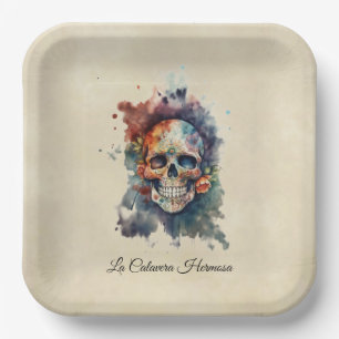 La Calavera Hermosa, custom Paper Plate