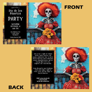 💀  La Calavera in hat with marigolds Invitation