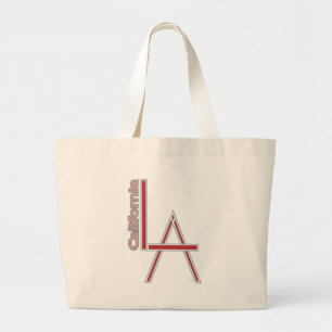 LA California grey red logo design Large Tote Bag