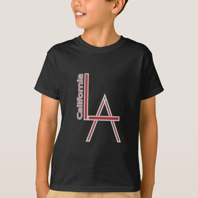 LA California grey red logo design T-Shirt (Front)
