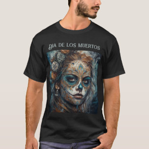 La Catrina Azul Dia de los Muertos Sugar Skull T-Shirt
