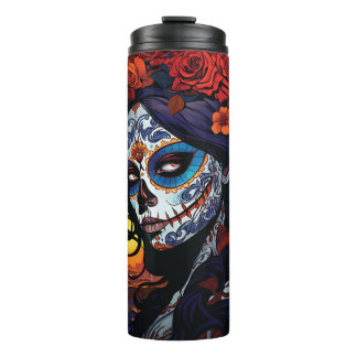 La Catrina Calavera Day of the Dead Halloween  Thermal Tumbler