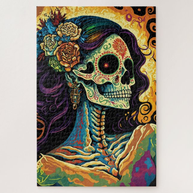 La Catrina Day of the Dead Mexican Skeleton Art  Jigsaw Puzzle (Vertical)