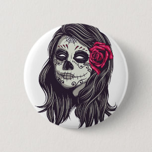 La Catrina - Dia De Los Muertos 6 Cm Round Badge