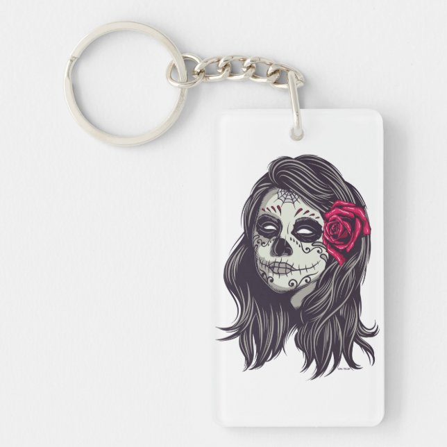 La Catrina - Dia De Los Muertos Key Ring (Front)