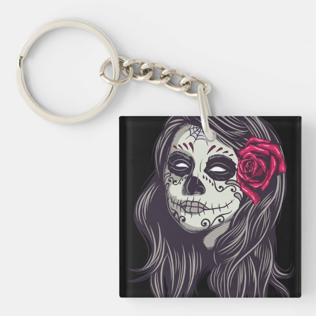 La Catrina - Dia De Los Muertos Key Ring (Front)