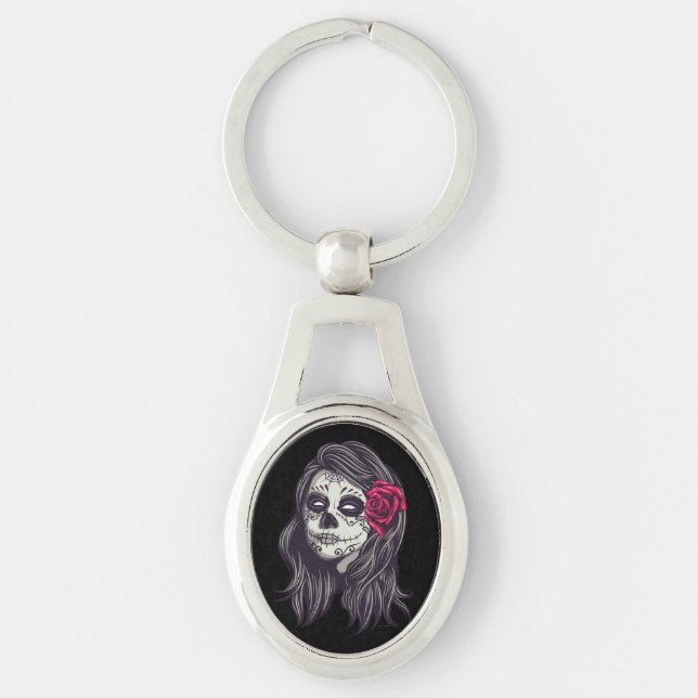 La Catrina - Dia De Los Muertos Key Ring (Front)