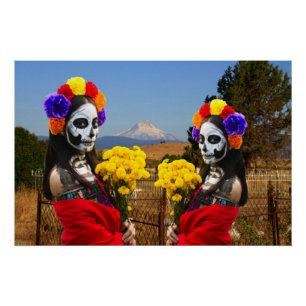 La Catrina in the cemetary for Halloween Poster