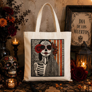 La Catrina Skeleton Folk Art Día de los Muertos Tote Bag