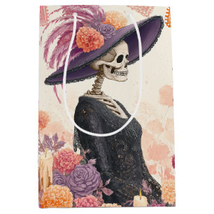 La Catrina Skeleton Lady Day of the Dead Decoupage Medium Gift Bag