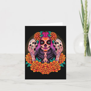 La Catrina Skull Flowers _ Dia De Los Muertos Card