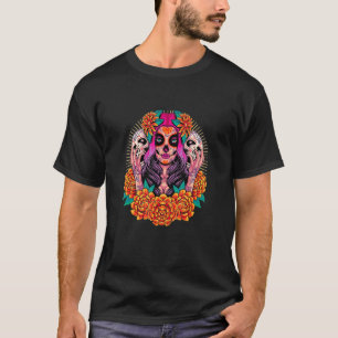 La Catrina Skull Flowers Dia De Los Muertos T-Shirt