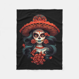 La Catrina Sugar Skull Day Of Government Agencyd Fleece Blanket
