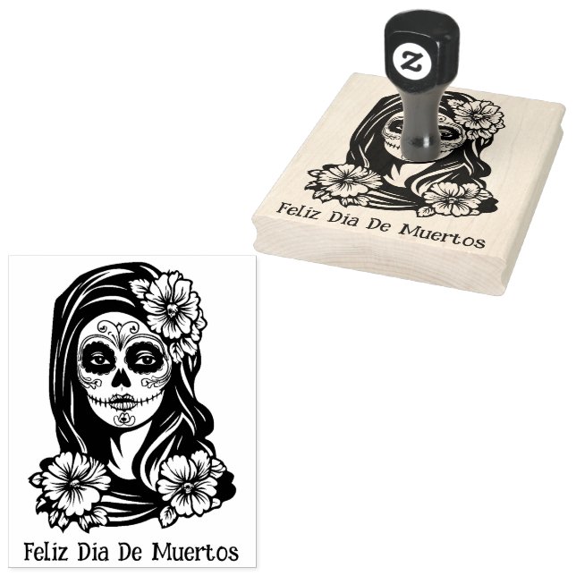 La Catrina  with custom text 💀💀 Día de Muertos Rubber Stamp (Stamped)