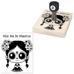 La Catrina with custom text 💀💀 Día de Muertos Rubber Stamp