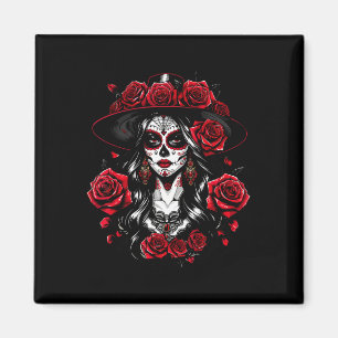 La Catrina Women Dia De Los Muertos Latina Cinco D Magnet
