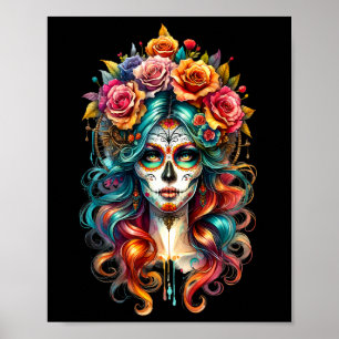 La Catrina Women Dia De Los Muertos Latina Cinco D Poster