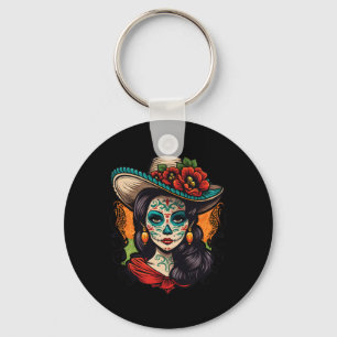 La Catrina Women Dia De Los Muertos Latina  Key Ring