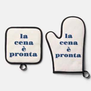La Cena E Pronta Apron Oven Mitt & Pot Holder Set